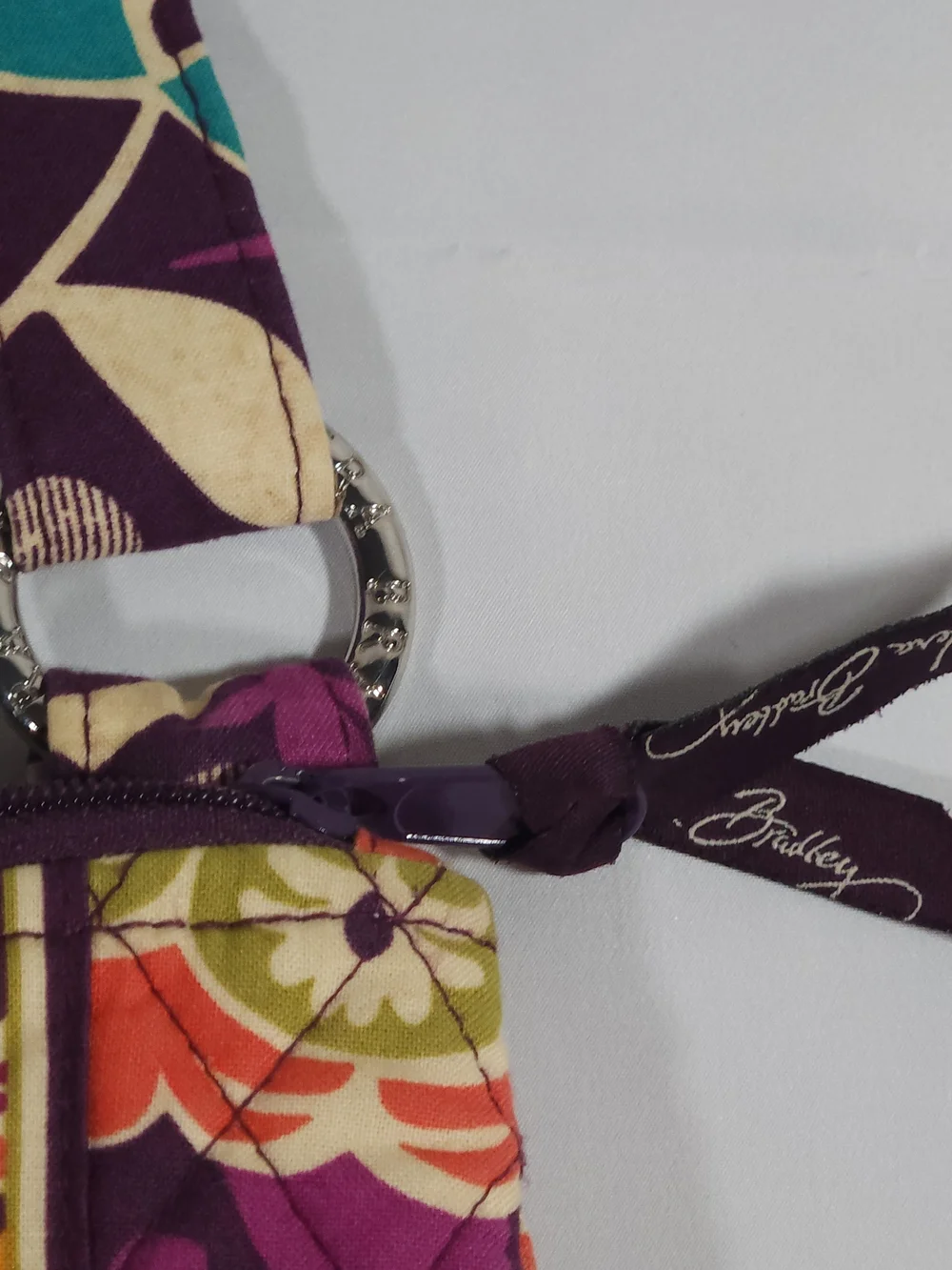 Vera Bradley Purple Quilted Crossbody Bag with Floral Paisley Print - Picture 3 of 7